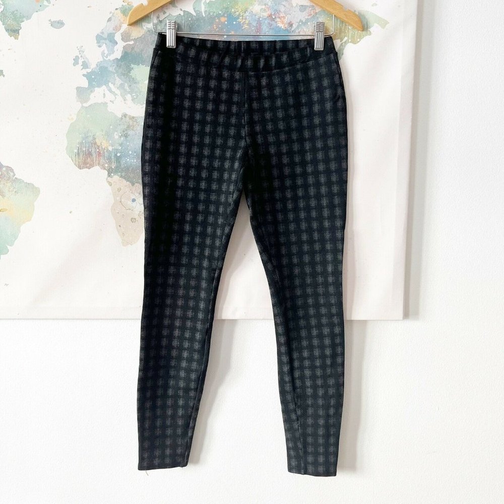Joie Pants Keena Ponte Knit Dark Charcoal Caviar Black Plaid Skinny NWOT Size XS